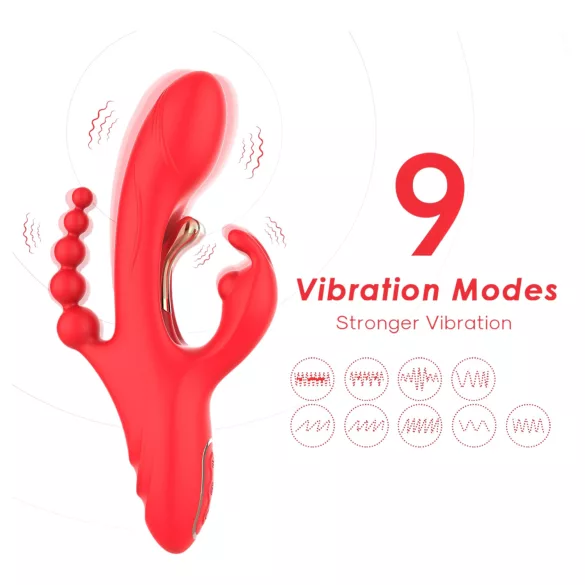 Bestoy - Vibrator met 3 armen en tong - Rood