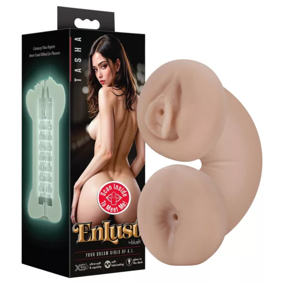 Enlust Tasha - masturbator met lichtfunctie - vagina en anus - natuurkleur