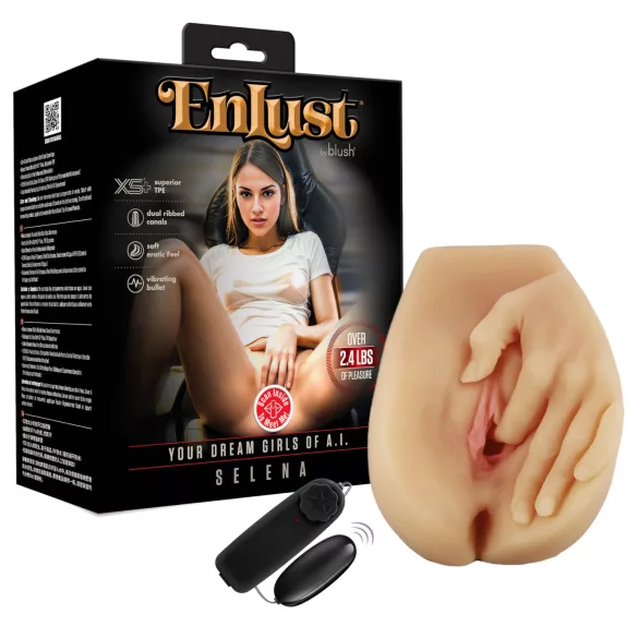 Enlust Selena - vibrerende kunstvagina met AI-afbeeldingen (natuurkleur)