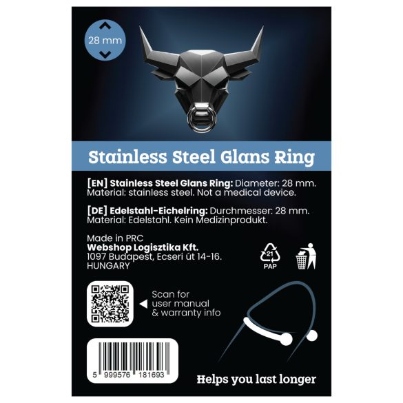 Roestvrijstalen metaal ring - ejaculatie vertraging (28mm)