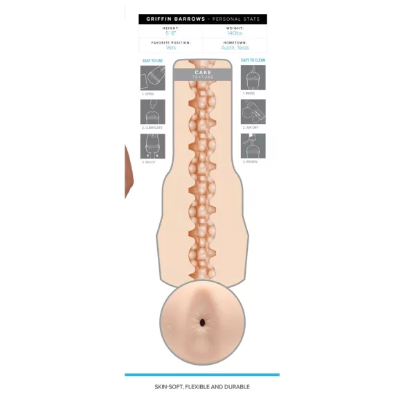 Fleshjack Griffin Barrows - masturbator - realistische anus - huidkleur