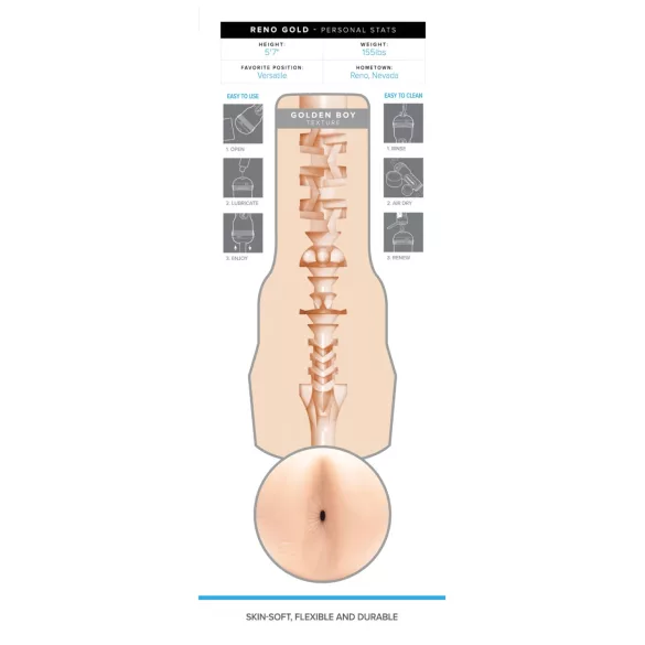 Fleshjack Reno Gold - realistische buttplug masturbator - huidkleurig