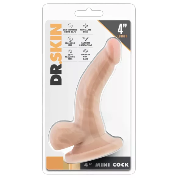 Dr. Skin 4 - realistische dildo met balzak en zuignap - huidkleur - 12cm