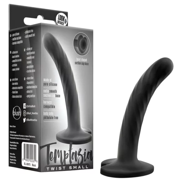 Temptasia Twist Small - dildo met zuignap, gedraaid (zwart)