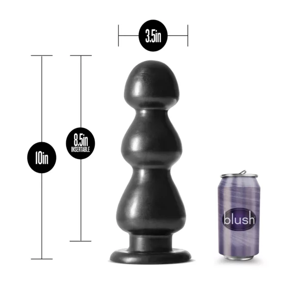 Blush Jet - dildo met zuignap - ribbels - zwart