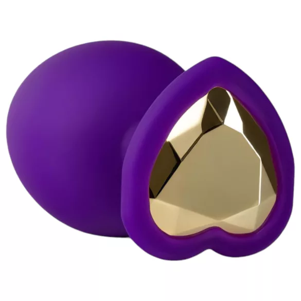 Temptasia M - anaal dildo hartvormig met gouden steen - paars - medium
