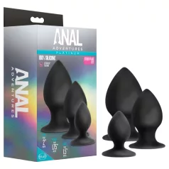   Anal Adventures Platinum Stout - anaal plug set - 3 stuks - zwart