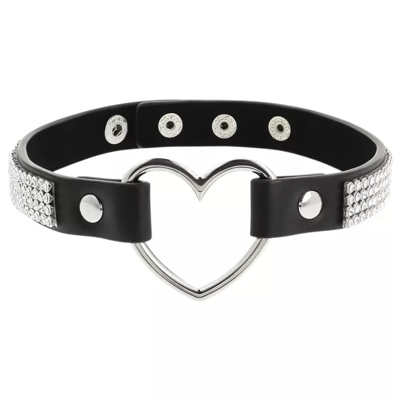 Coquette - choker met strasstenen - hart hanger - zwart