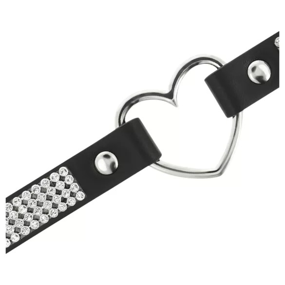 Coquette - choker met strasstenen - hart hanger - zwart