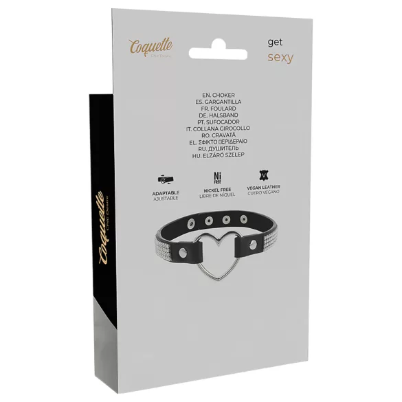 Coquette - choker met strasstenen - hart hanger - zwart