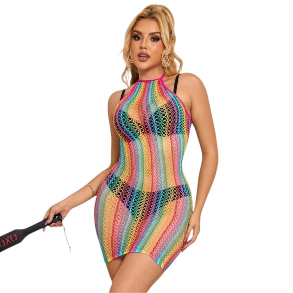 Subblime 952341 - halter nek, regenboog mesh jurk - S-L