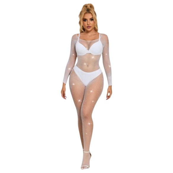 Subblime 952396 - glinsterende jumpsuit met strass - (wit) - S-L