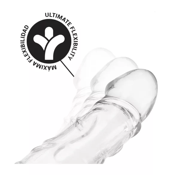 Addicted Toys - penis sleeve met ballenring - transparant - 27 cm