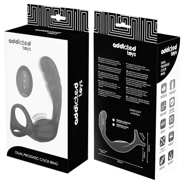 Addicted Toys - anaal vibrator met penis- en balring - zwart