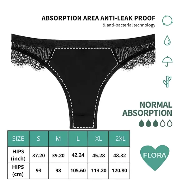 Adalet Flora Normal - menstruatie onderbroek - zwart
