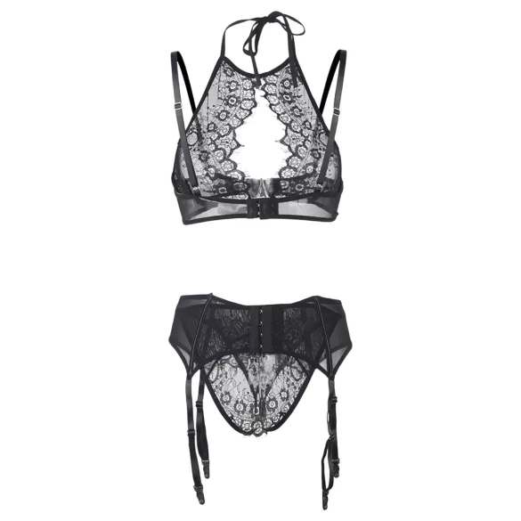 Adalet Evelyn - 3-delige kanten lingerieset (zwart)