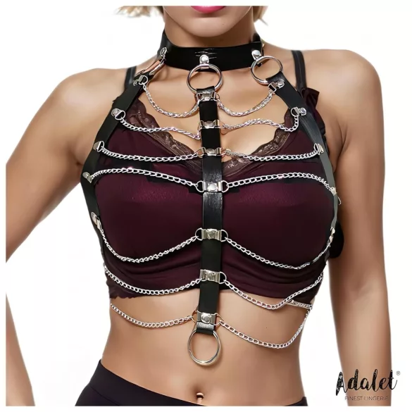 Adalet Hilda - harnas met ketting - vegan leer - zwart