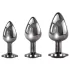 Evolved Black Gem - metalen buttplug set - zwarte steen - zilverkleurig