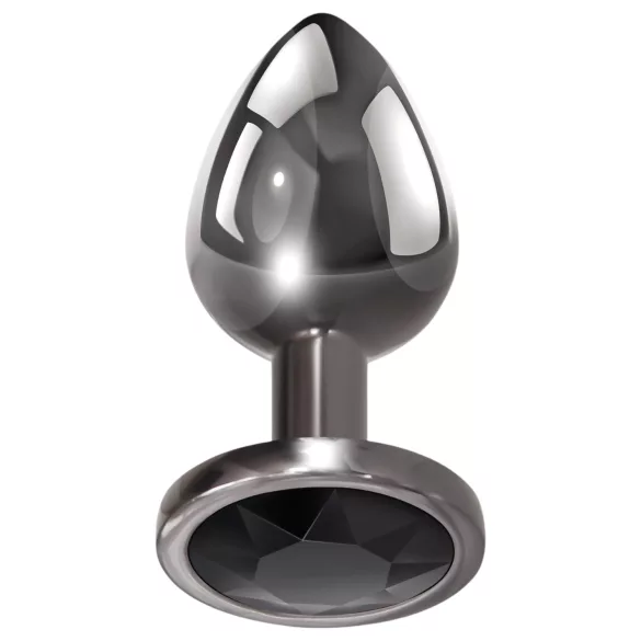 Evolved Black Gem - metalen buttplug set - zwarte steen - zilverkleurig