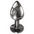 Evolved Black Gem - metalen anale plugset met zwarte edelsteen (zilver)
