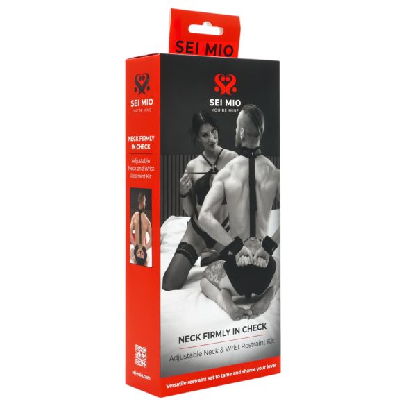 Sei Mio - Achter de Rug Set - Handboeien & Halsband (zwart)