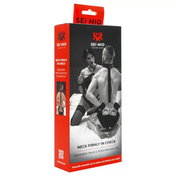 Sei Mio - bondage set - handboeien en halsband - zwart