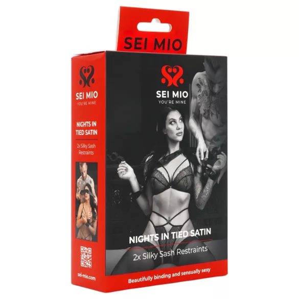 Sei Mio - bondage touw - satijn - zwart