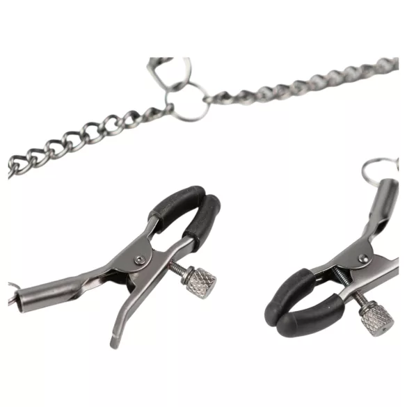 Sei Mio - halsband met tepelklemmen - zwart