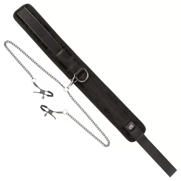 Sei Mio - halsband met tepelklemmen - zwart