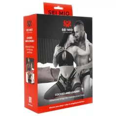 Sei Mio - opzetdildo met harnas - 15 cm (zwart)