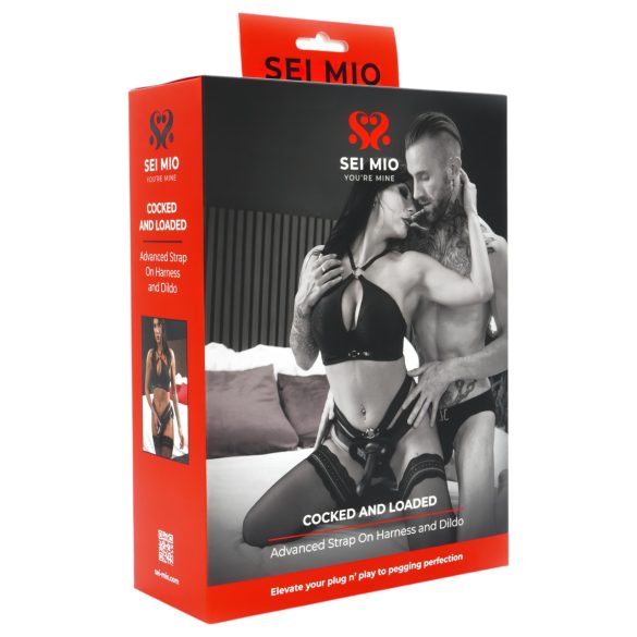 Sei Mio - Strap-on dildo met harnas - 15 cm (zwart)