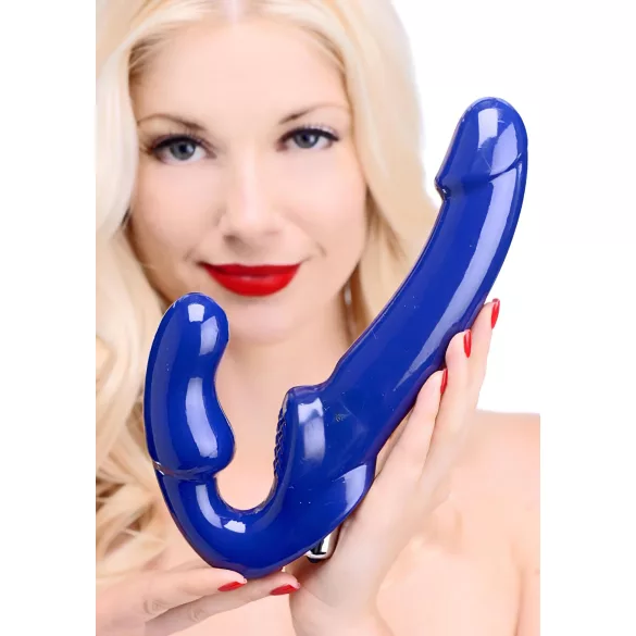 Strap U Revolver II - strap-on vibrator - vibrerend - siliconen blauw