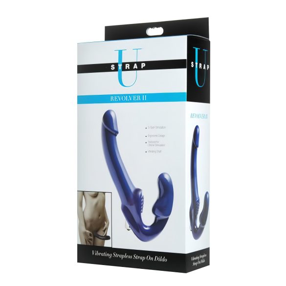 Strap U Revolver II - strap-on vibrator - vibrerend - siliconen blauw