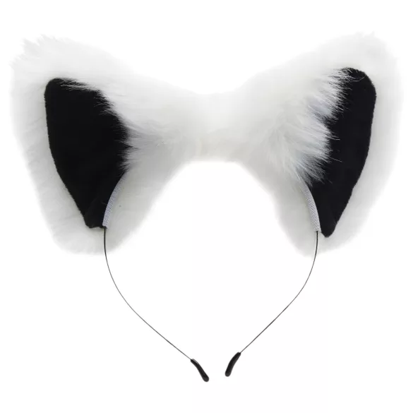 TAILZ - fox staart buttplug met diadeem - zwart/wit