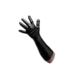   Pleasure Fister - fisting handschoen - getextureerd latex - zwart