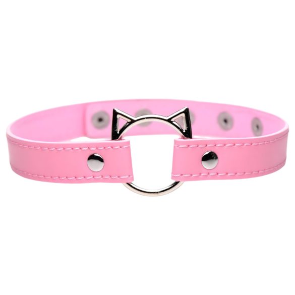 Master Series Kinky Kitty - halsband met kattenkop en ring (roze)