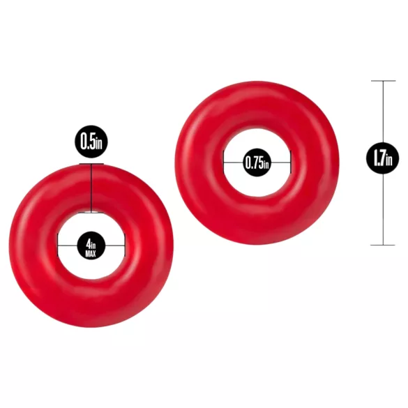 Stay Hard Donuts - penisring set - siliconen - rood
