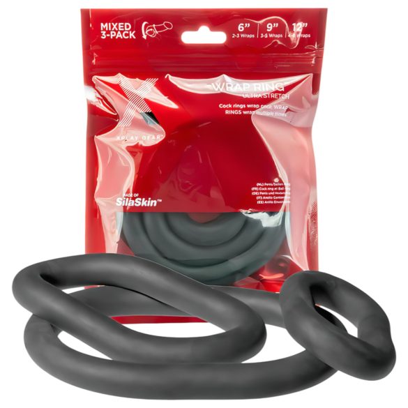 Perfect Fit Ultra Wrap - dikke penismantelset - zwart (3 stuks)
