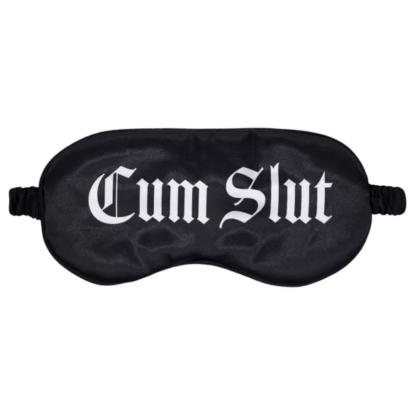 Ouch! - Satijnen oogmasker met opschrift "Cum Slut" (zwart)