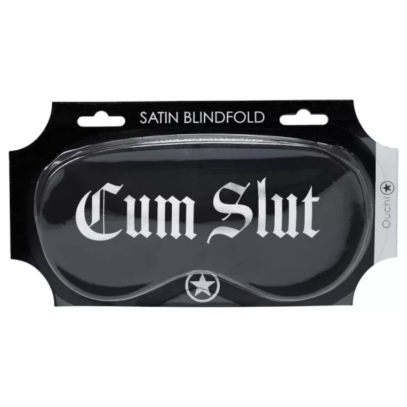 Ouch! - Satijnen oogmasker met opschrift "Cum Slut" (zwart)