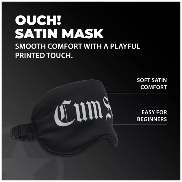 Ouch! - Satijnen oogmasker met opschrift "Cum Slut" (zwart)