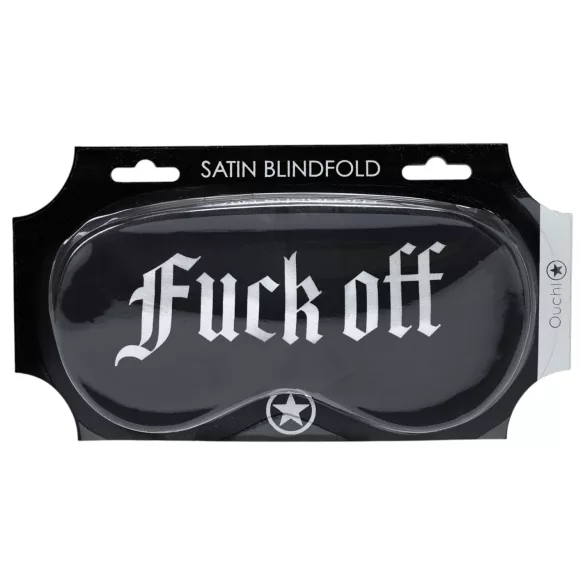 Ouch! - satijnen oogmasker met opschrift "Fuck Off" (zwart)