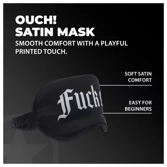 Ouch! - satijnen oogmasker met opschrift "Fuck Off" (zwart)