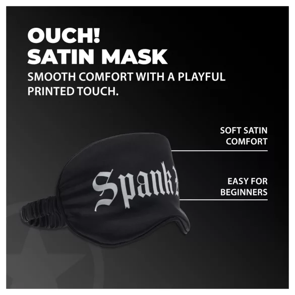 Ouch! - satijnen oogmasker met opschrift "Spank Me" (zwart)