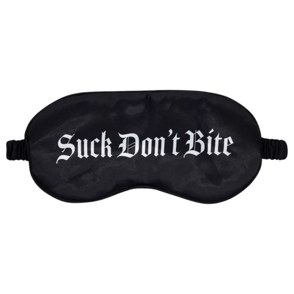 Ouch! - satijnen slaapmasker met opdruk "Suck Don't Bite" (zwart)