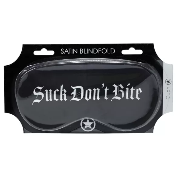 Ouch! - satijnen slaapmasker met opdruk "Suck Don't Bite" (zwart)