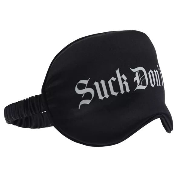 Ouch! - satijnen slaapmasker met opdruk "Suck Don't Bite" (zwart)