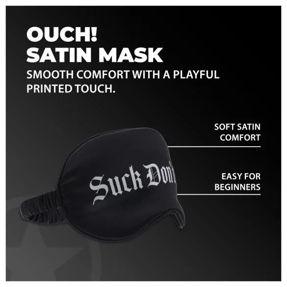 Ouch! - satijnen slaapmasker met opdruk "Suck Don't Bite" (zwart)
