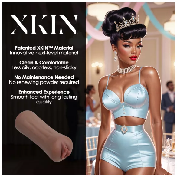 XKIN Beauty Queen Lulu - levensechte kunstvagina‑masturbator (donker natuurkleur)