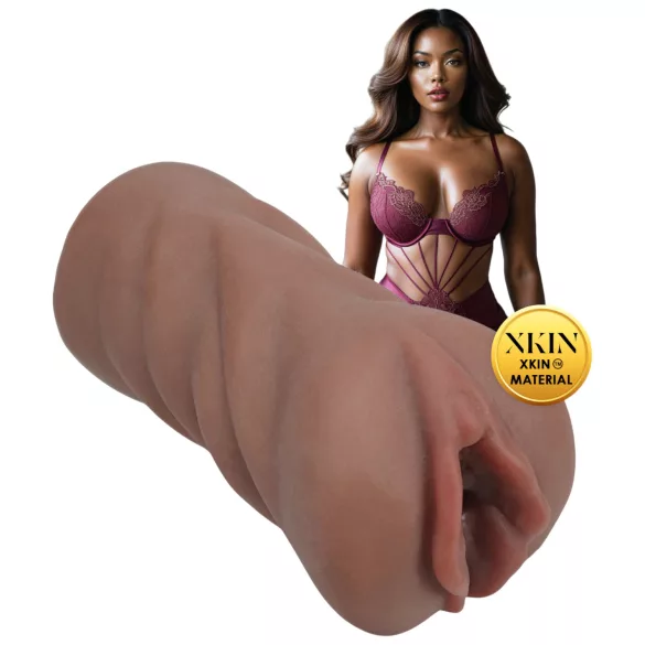 XKIN Next Door Amani - levensechte kunstvagina‑masturbator (donker natuurkleur)
